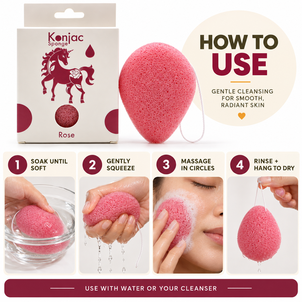 Konjac Sponge - Rose - Anti-aging