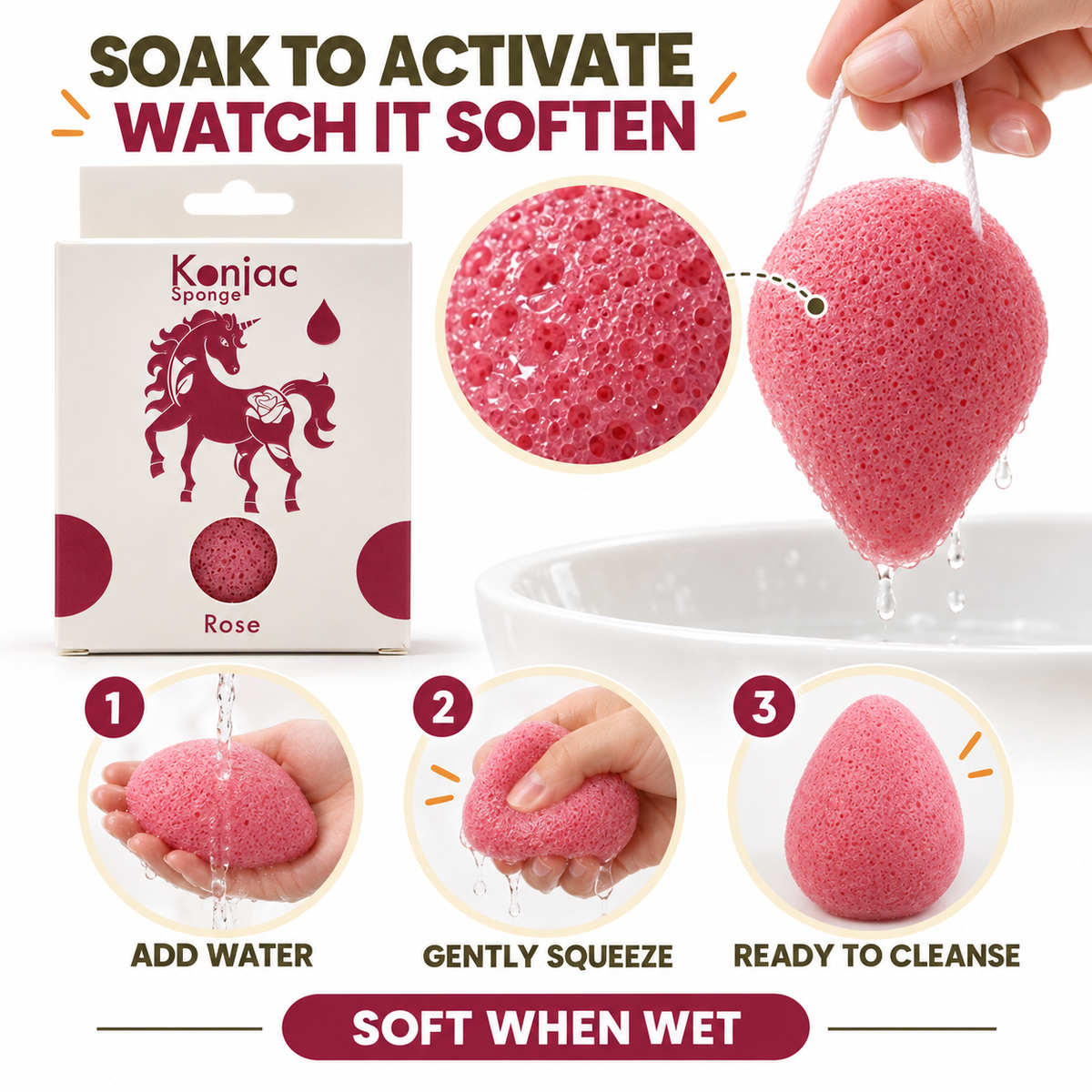 Konjac Sponge - Rose - Anti-aging