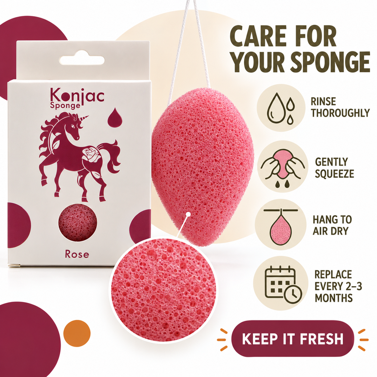Konjac Sponge - Rose - Anti-aging