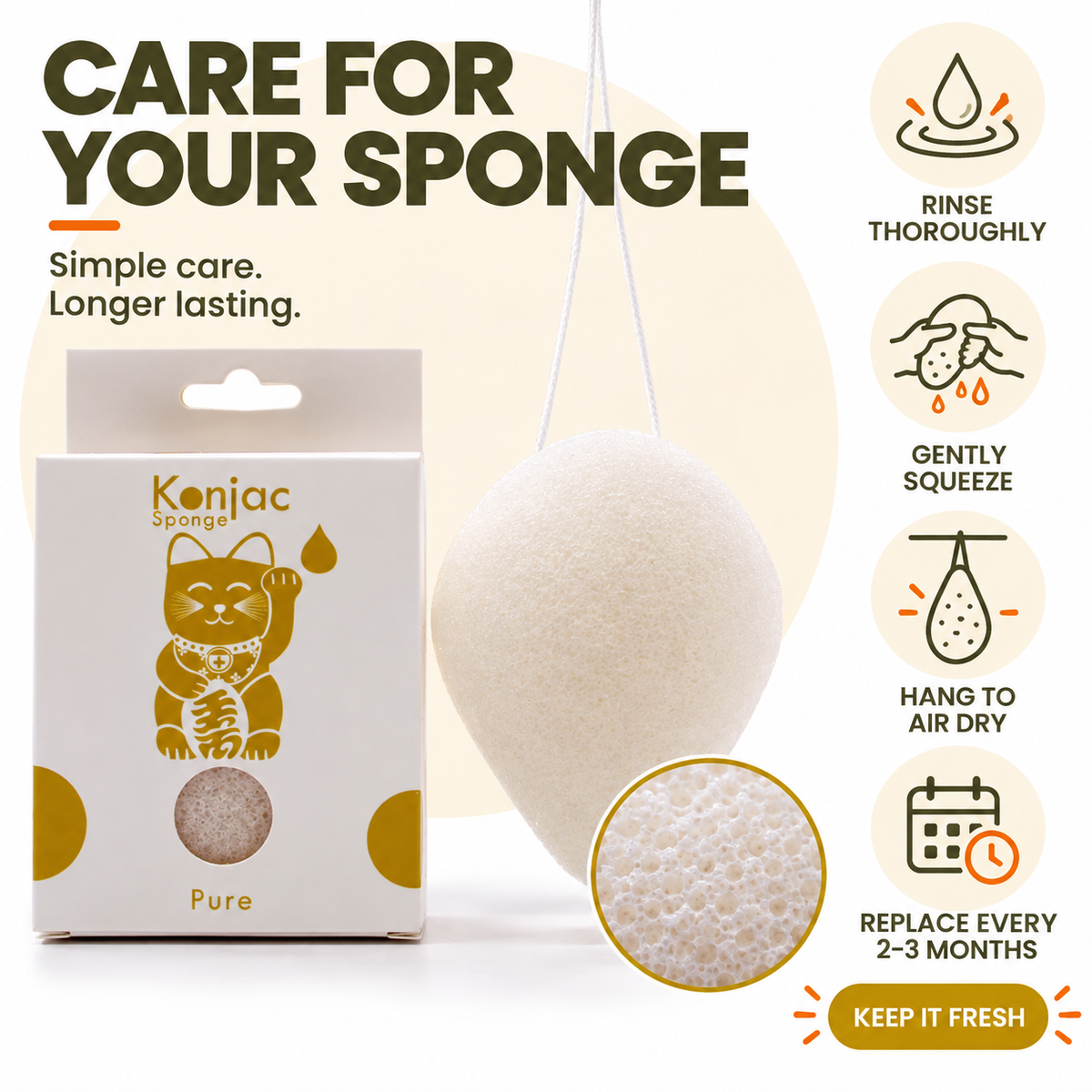 Konjac Sponge - Natural - Sensitive Skin
