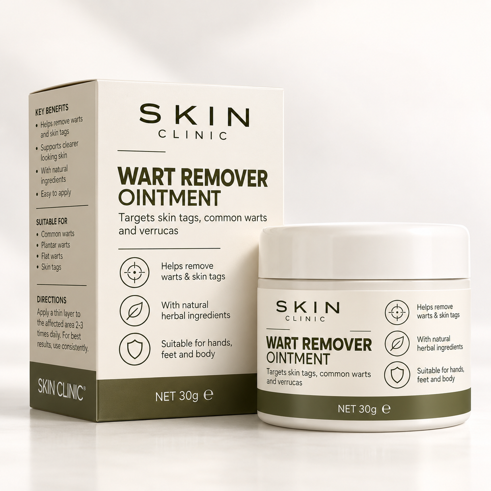 Skin Clinic Wart Remover Ointment jar and box