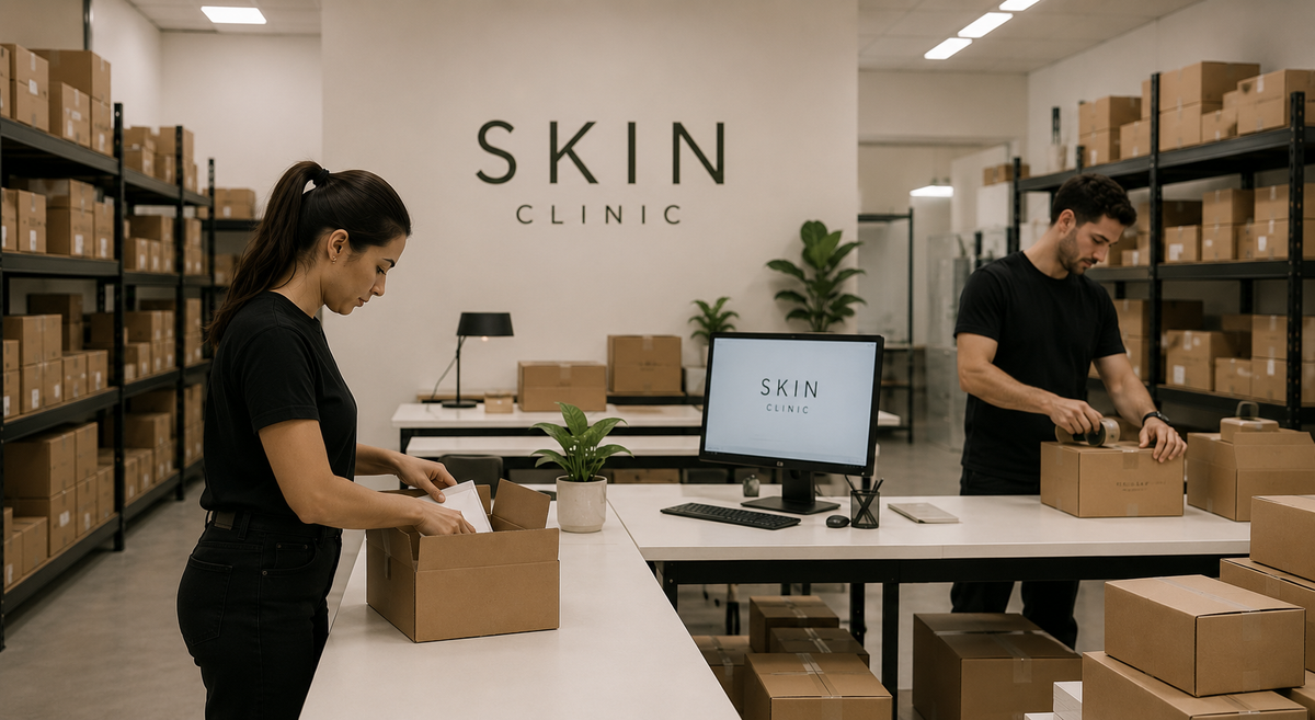 Skin Clinic order packed and ready for tracked delivery